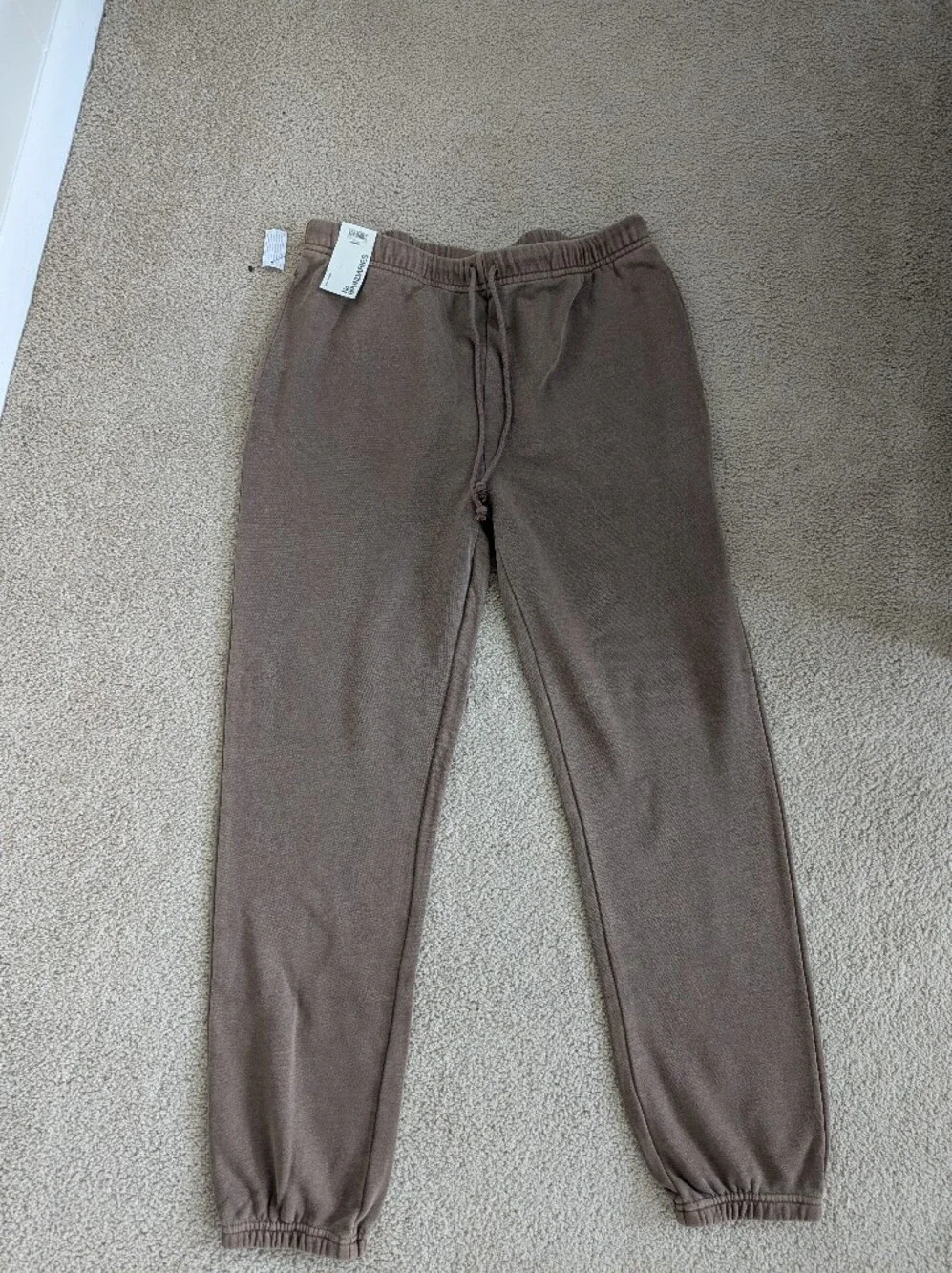 No Boundaries Men's Brown Knit Joggers with Drawstring